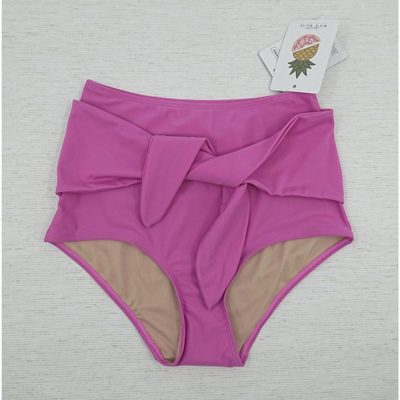 KORTNI JEANE Bikini Bottom XS Purple Tie-Up Front Retro Flattering - Picture 1 of 15